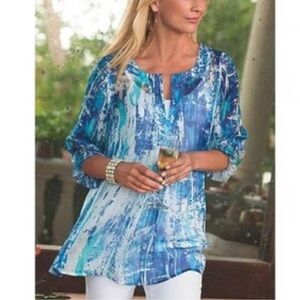 Soft Surroundings “ SILK TIDES” Lightweight Silk Tunic Romantic Boho Size PM